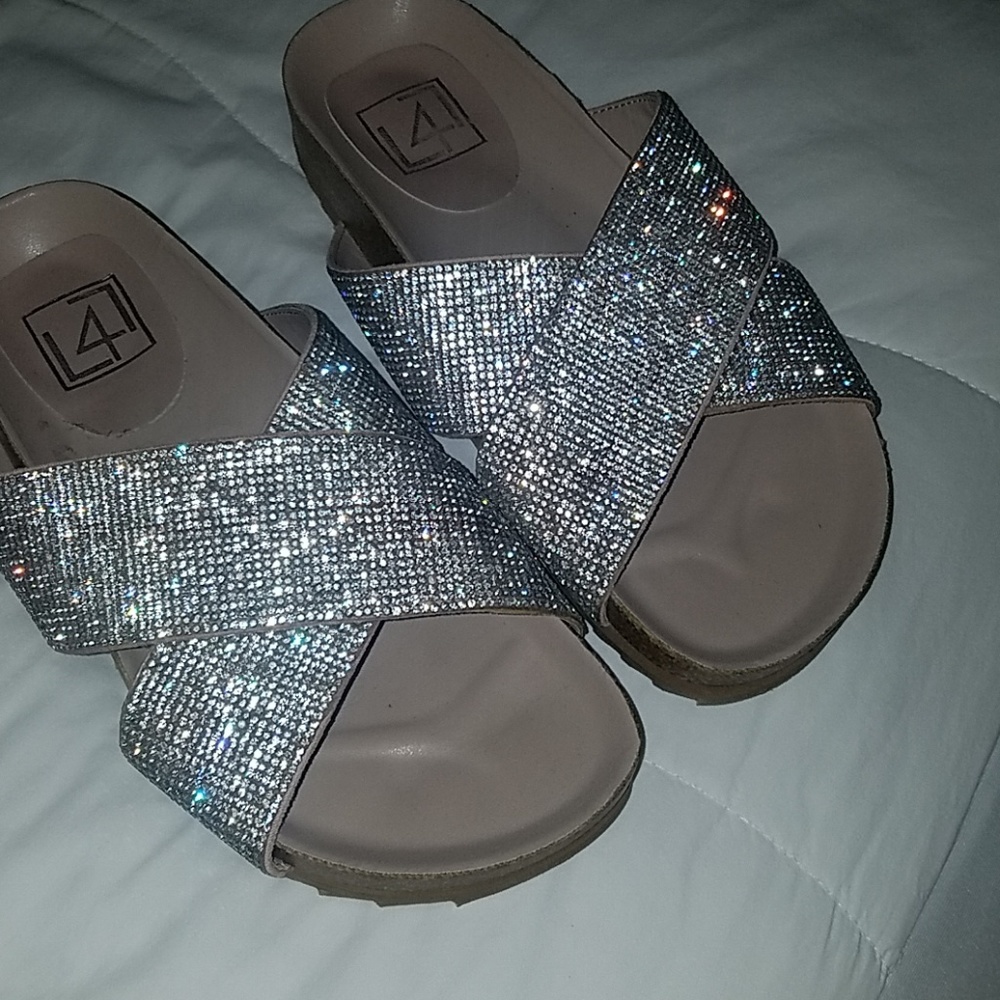 Blinged Slip On Sandals